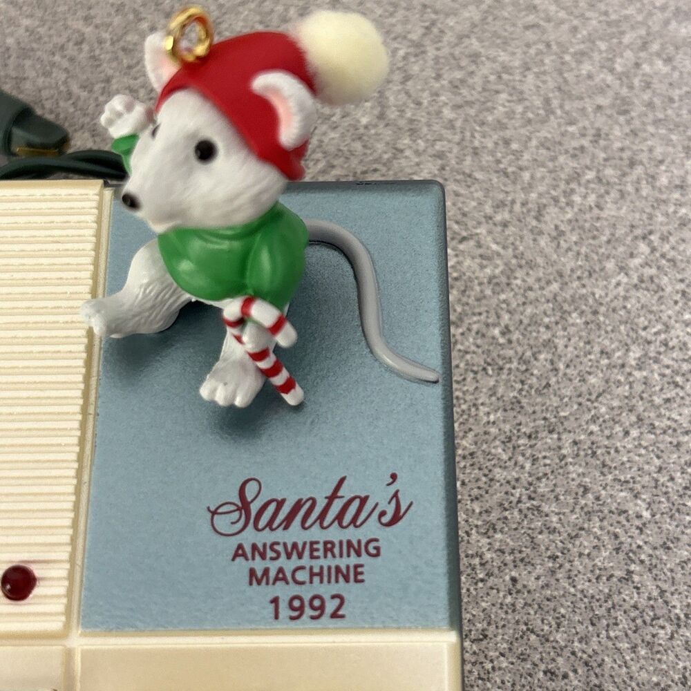 Vintage Hallmark Keepsake Ornament Santa's Answering Machine - Tested! Works! - Picture 8 of 9